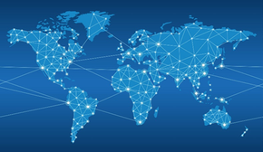 World map showing global connections